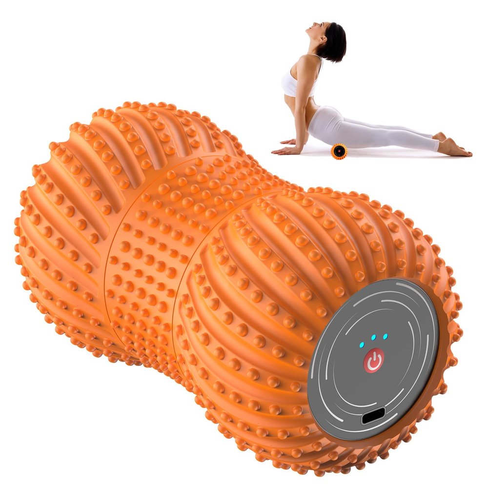 GQLHYD Electric Vibrating Foam Roller for Muscle Recovery, 6-Speed Deep Tissue Massage Roller with Bluetooth Speaker for Plantar Fasciitis, Back, Legs, Physical Therapy (Orange)