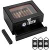 Cigar Humidor Box, Pine Wood Cigar Case Humidor with Front Hygrometer, Humidifier, Divider, Combination Lock, and Accessories Drawer, Durable Design view 1
