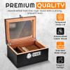 Cigar Humidor Box, Pine Wood Cigar Case Humidor with Front Hygrometer, Humidifier, Divider, Combination Lock, and Accessories Drawer, Durable Design view 2