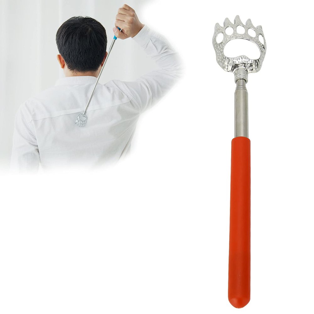 Back Massage Scratcher, Telescopic Back Scratcher, Stainless Steel Extendable Back Scratcher Massager for Household (Red)