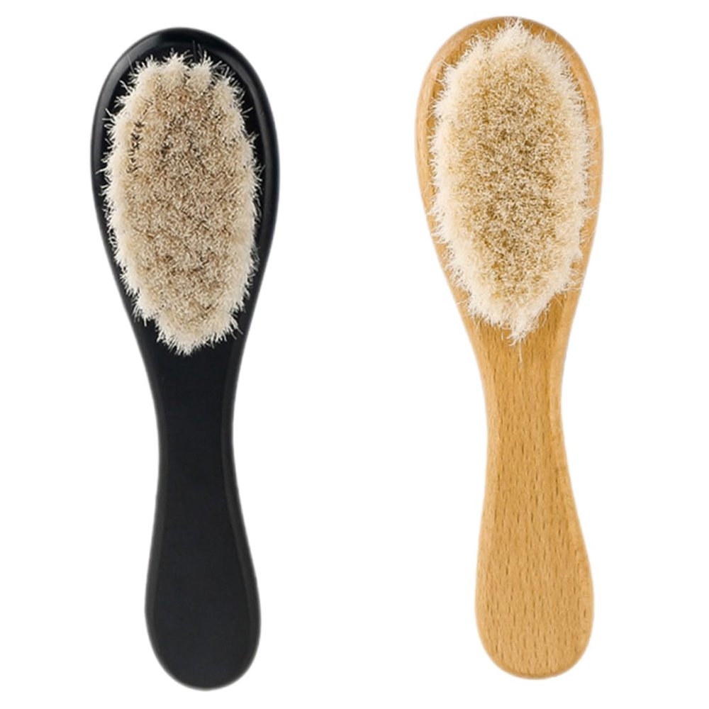 COOLHIYA 2pcs Hair Brush for Boy Girl Newborn Boy Girl Cradle Cap Brush Soft Bristle Wood Material Grooming