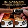 LIHTUN Portable Cigar Punch Cutter - Twist-Out Cigar Punch with 2 Sizes, Clockwise Switch Between Large and Small Punch Holes, Precision Cutting for Various Cigars (Gunmetal) view 4