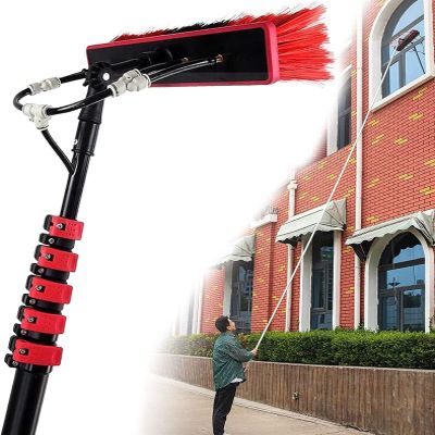 Water Fed Pole Kit, Window Cleaning Brush with Squeegee, Outdoor Window Glass Solar Panel Cleaning Telespole Water Fed Brush Spray Washer (Color : 24ft/7.2m)