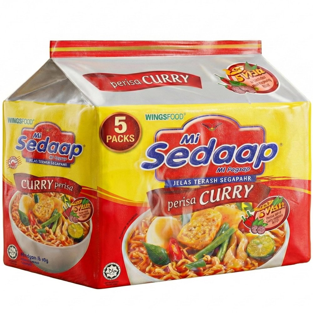 Curry Flavor Instant Noodles (Pack of 5)  Mi Sedaap Instant Ramen