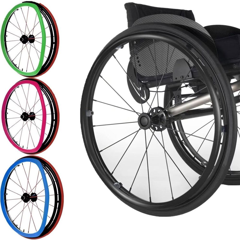 24in Non-Slip Wheelchair Push Rim Covers - Wear-Resistant Hand Push Covers for Rear Wheel - 1 Pair of Protective Accessory by Wheelchair Cover