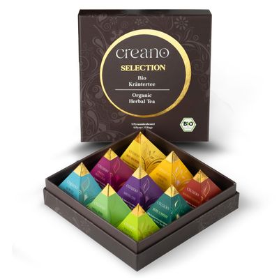 Creano Organic Herbal Tea Gift Set "Organic Herbal Tea" 9 Pyramid Tea Bags in 9 Different Varieties 22,5 g*