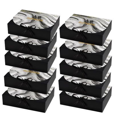 10pcs/1SET 31.5x25x8cm Creative Marble Gift Bag Box for Party Baby Shower Paper Chocolate Boxes Wedding Favours Candy Boxes (Ink black)