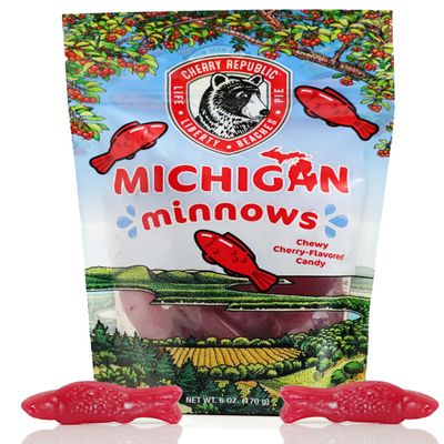 Cherry Republic Candy - Sweet Resealable Snack (6 Ounce (Pack of 1), Cherry Minnows)