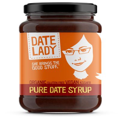 Date Lady Organic Date Syrup, 12 oz Glass Jar, 12 Count, Pure Sweetener Made from Organic Dates, Vegan, Gluten-Free, GMO-Free
