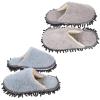 WHAMVOX 2pairs Fuzzy Slippers for Women Men Washable Mop Slippers Hair Sweeping Reusable Shoes view 1