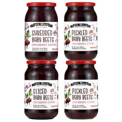 Beets Lover Set  Four 32 Oz Jars of Beets Includes Sliced Baby Beets, Pickled Baby Beets (2), and Diced Baby Beets