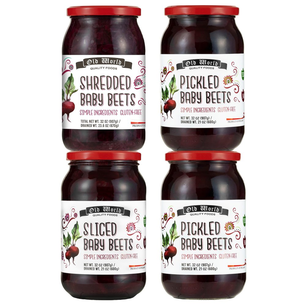 Beets Lover Set  Four 32 Oz Jars of Beets Includes Sliced Baby Beets, Pickled Baby Beets (2), and Diced Baby Beets
