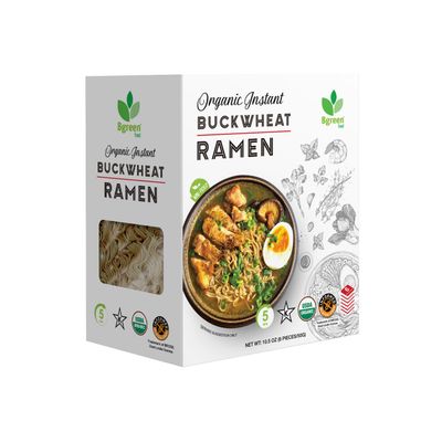 Big Green Organic Food - Organic Instant Buckwheat Ramen, USDA Organic, Add Directly to Broth, Ready to Eat Meals, Air-Dried, Non-Fried (6 Box)