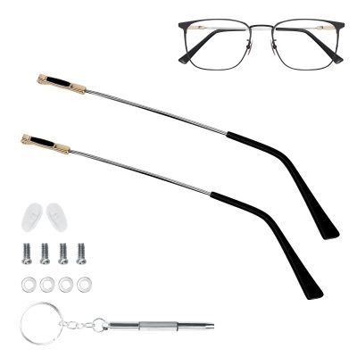 1 Pair Gold Metal Glasses Replacement Temples with 3-in-1 Screwdriver - Ideal for Thin Metal Eyewear and Sunglasses