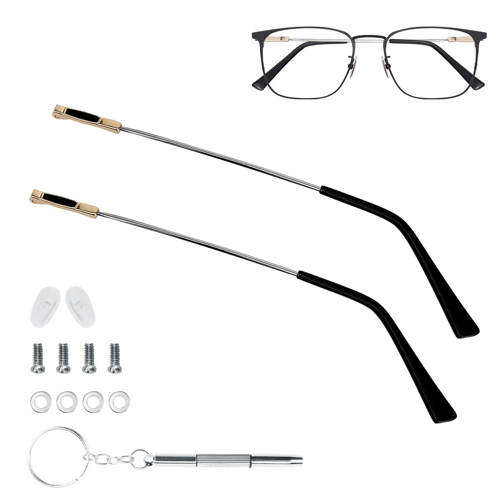 1 Pair Gold Metal Glasses Replacement Temples with 3-in-1 Screwdriver - Ideal for Thin Metal Eyewear and Sunglasses