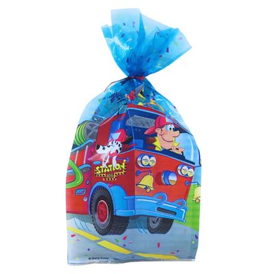 AoneFun Firefighter Birthday - Pack of 20 Firetruck Birthday Bags with twist ties for Party Treats party Cellophane Party Favor Bags for Boys Fire Truck Goodie Boys Goodie
