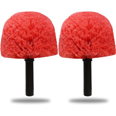 2 Pack Twist-On Cobweb Duster Head Brush - Indoor & Outdoor Spider Web Cleaning Solution - Fits Standard Acme Threaded Poles - Durable & Versatile Spider Web Corner Cleaner Head Only - Red