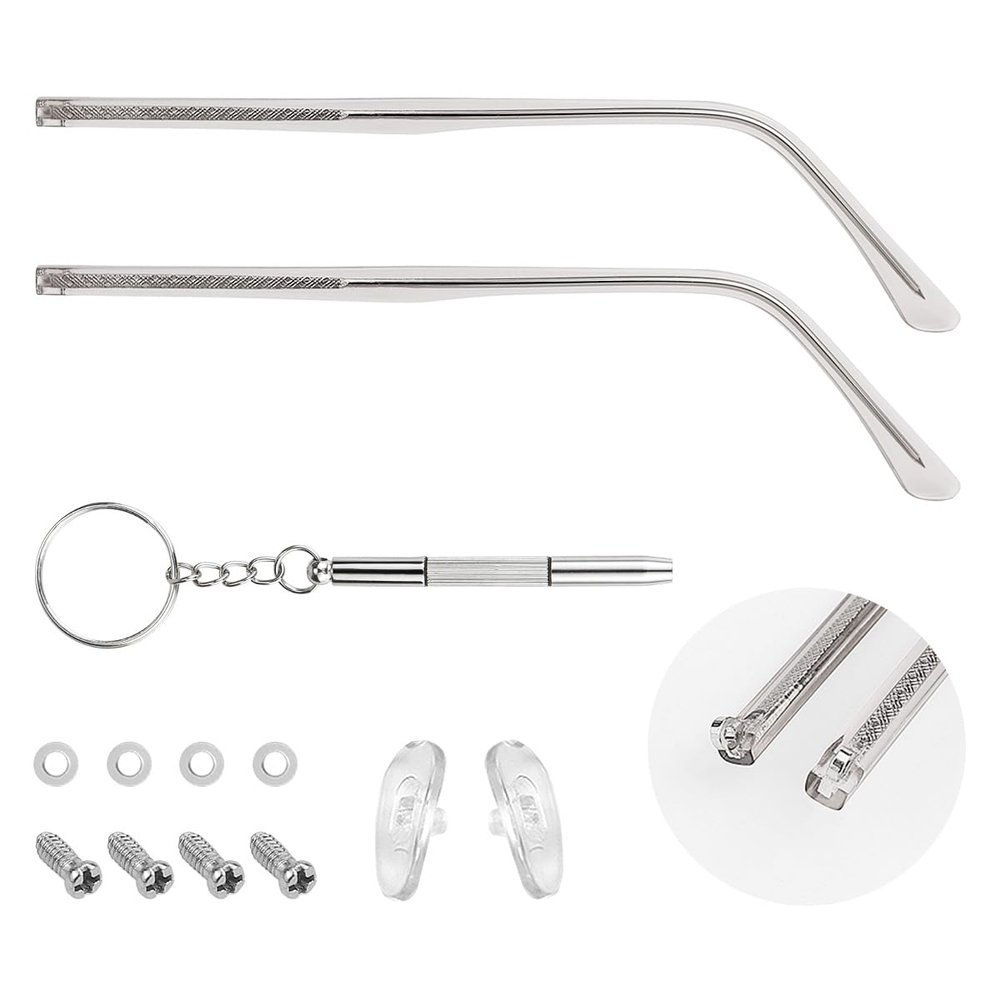1 Pair Glasses Replacement Temple, Eyeglass Replacement Arm Metal Eyeglasses Arms Legs Glasses Repair Kit Universal Glasses Replacement for Glasses Eyeglasses Sunglasses (Gray)