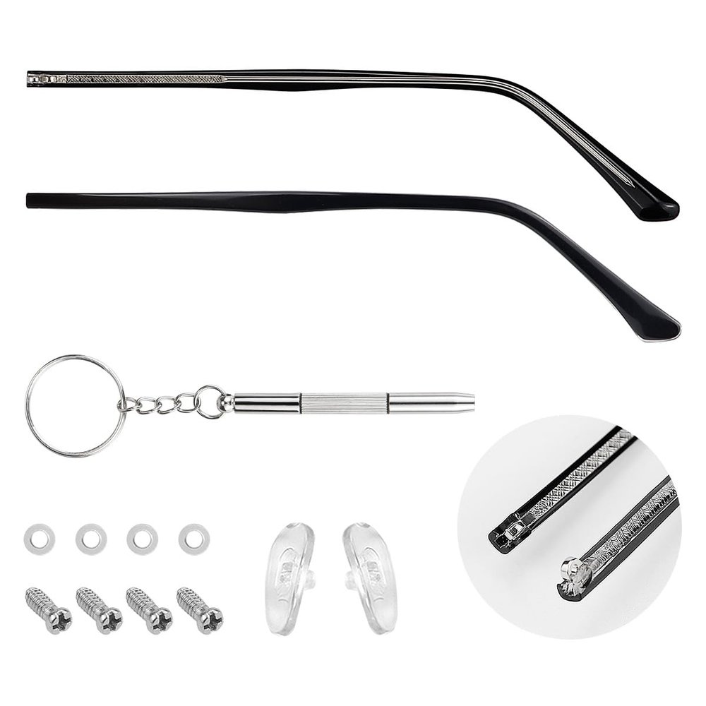 1 Pair Glasses Replacement Temple, Eyeglass Replacement Arm Metal Eyeglasses Arms Legs Glasses Repair Kit Universal Glasses Replacement for Glasses Eyeglasses SunglassesBlack