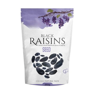 Afghani Black Raisins with seed | Kali Kishmish | Kala Munakka Dry Fruit | Kali Draksh | High in Anti-oxidants | Healthy & Delicious | 250g