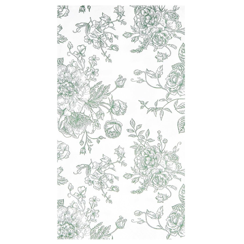 100 Floral Guest Napkins Sage Green and White Toile Disposable Paper Napkins Decorative Flower Bathroom Hand Towels for Bridal Baby Shower Tea Party Birthday Party Supplies (Sage Green)
