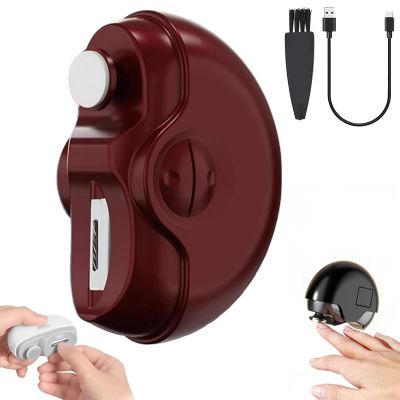 2 in 1 Electric Polishing Automatic Nail Clippers, Electric Nail Clipper with Nail Clip Storage and LCD Light, USB Rechargeable Automatic Nail Clippers for Adults, Seniors, Babies, Children (Red)