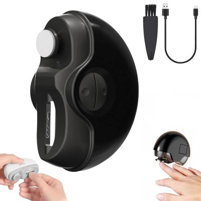 2 in 1 Electric Polishing Automatic Nail Clippers, Electric Nail Clipper with Nail Clip Storage and LCD Light, USB Rechargeable Automatic Nail Clippers for Adults, Seniors, Babies, Children (Black)