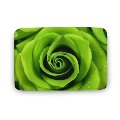 Bathroom Rugs Green Rose Bath Mat Non-Slip Shower Mat Bathtub Mats Absorbent Coral Velvet Bath Rugs Floor Mat for Bathroom Floor, Tub and Shower 23.6x15.7 Inch