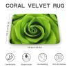Bathroom Rugs Green Rose Bath Mat Non-Slip Shower Mat Bathtub Mats Absorbent Coral Velvet Bath Rugs Floor Mat for Bathroom Floor, Tub and Shower 23.6x15.7 Inch view 2