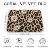 Bathroom Rugs Leopard Daisy Bath Mat Non-Slip Shower Mat Bathtub Mats Absorbent Coral Velvet Bath Rugs Floor Mat for Bathroom Floor, Tub and Shower 23.6x15.7 Inch view 2