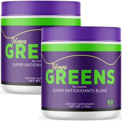 (2 Pack) Herpa Greens Powder, Official HerpaGreens Powder, Herpa Greens Advanced Formula in a Jar, Herpa Greens Supports Overall Health and Wellness, HerpaGreens Reviews, 60 Servings for 2 Months