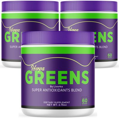 (3 Pack) Herpa Greens Powder, Official HerpaGreens Powder, Herpa Greens Advanced Formula in a Jar, Herpa Greens Supports Overall Health and Wellness, HerpaGreens Reviews, 90 Servings for 3 Months