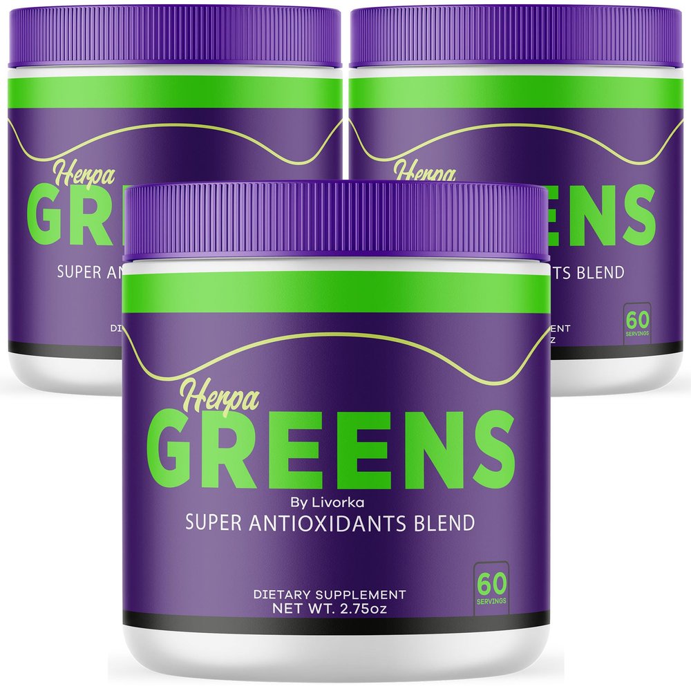 (3 Pack) Herpa Greens Powder, Official HerpaGreens Powder, Herpa Greens Advanced Formula in a Jar, Herpa Greens Supports Overall Health and Wellness, HerpaGreens Reviews, 90 Servings for 3 Months