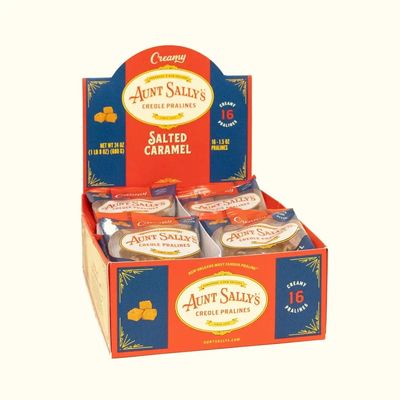 Aunt Sally's Creamy Salted Caramel Pralines 16 count box- New Orleans Most Famous Praline- Handmade Pecan Candy