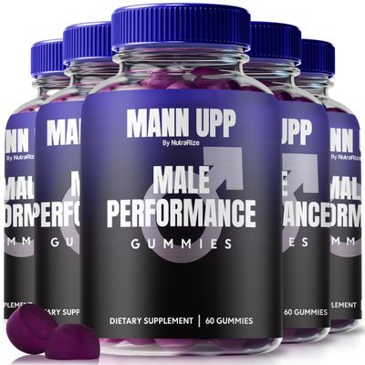 (5 Pack) Mann Upp Gummies for Men, Official Formula for Peak Performance, All Natural to Support Physical Endurance and Overall Health, Premium MannUpp Gomitas Reviews (300 Gummies)