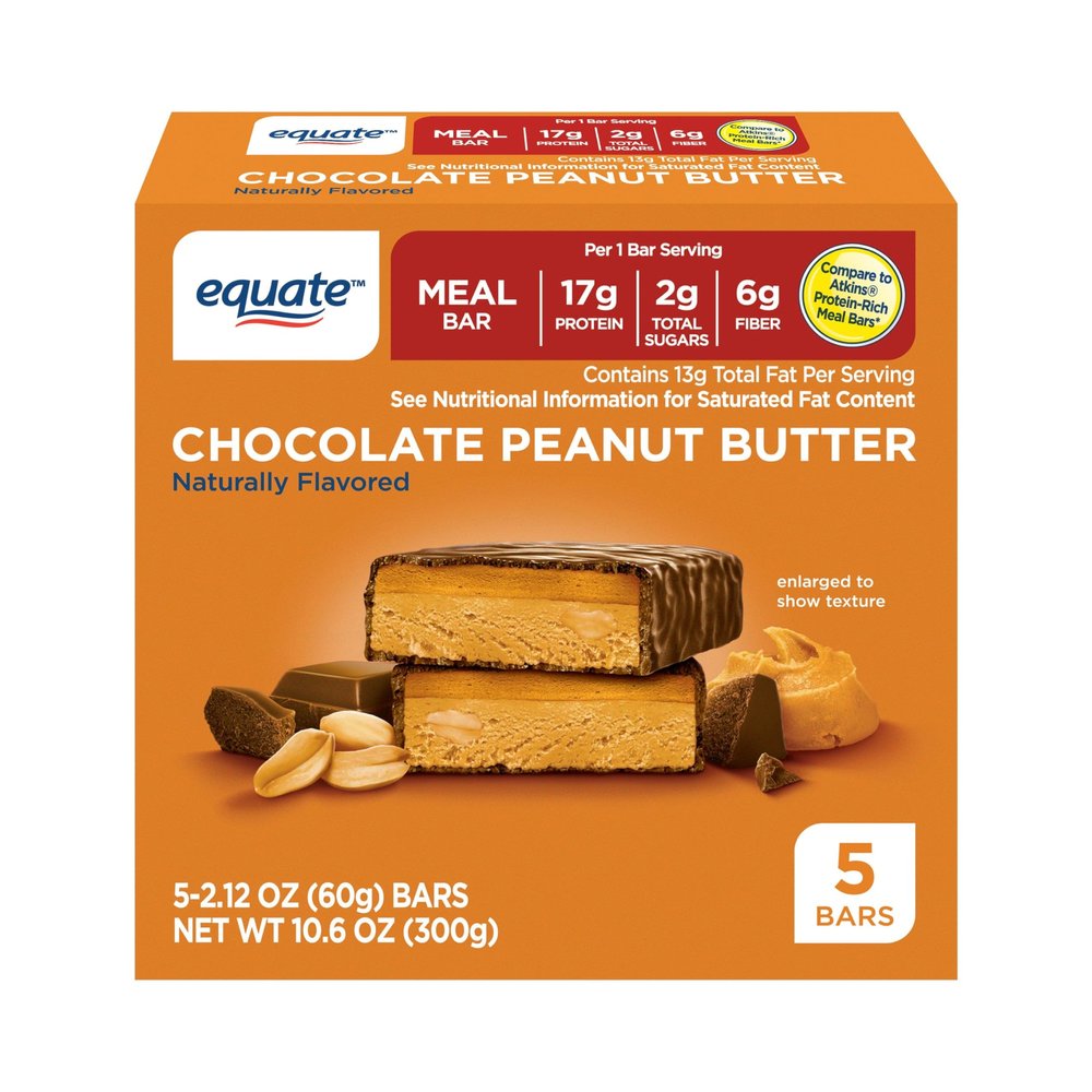 Equate Chocolate Peanut Butter Meal Bar, 5 Ct and card gift Maker Explorador
