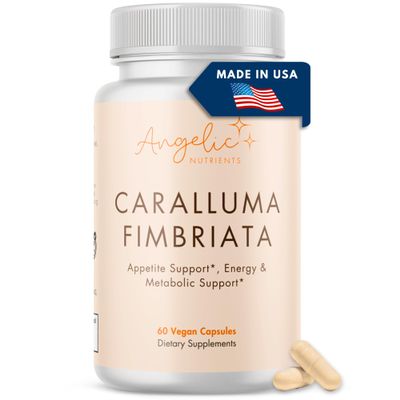 Angelic Nutrients Caralluma Fimbriata - 60 Capsules (Non-GMO, Vegan) 1200mg - Made in The USA, GMP Certified Facility, Gluten Free, High Absorption Caralluma Supplement