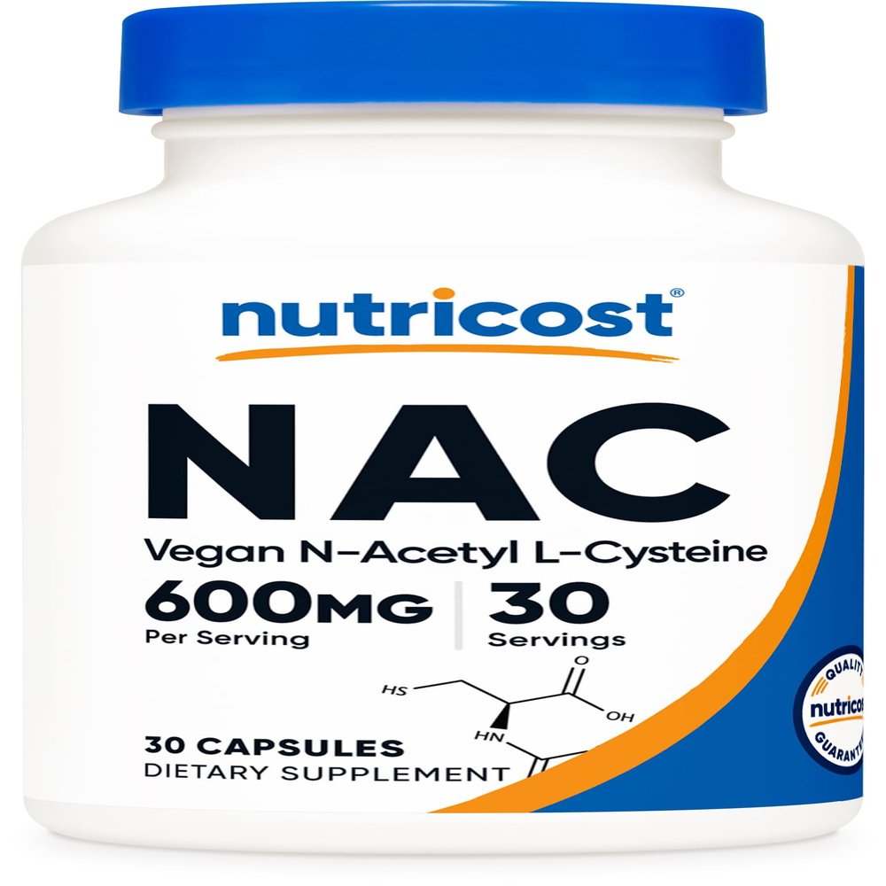 Nutricost N-Acetyl L-Cysteine (NAC) 600mg, 30 Vegan Capsules - GMO Free, Gluten Free, Vegetarian Caps