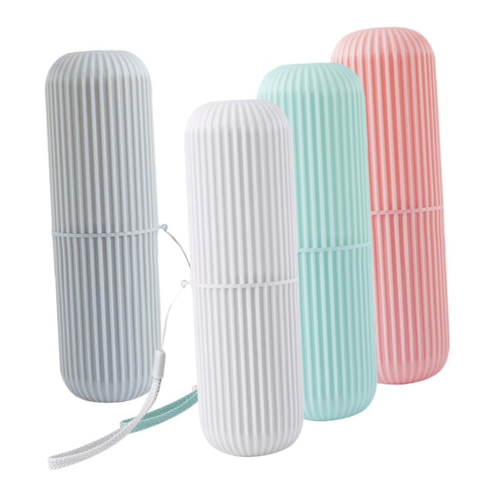 IWOWHERO 4pcs Toothbrush Holder Case Compact Travel Toothbrush Storage Box for Family Hotel Use