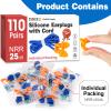 AZEN 110 Pairs Silicone Ear Plugs, Reusable Earplugs for Noise Reduction, 25dB NRR Corded Ear Plug for Sleeping Noise Cancelling, Ear Plug with String Individual Packing view 2