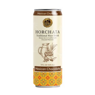 Golden Nest Horchata Traditional Mexican Style Rice Drink | Ready to Drink On-the-go Creamy Beverage | All Natural No Preservatives | 11 Fl Oz Can (Pack of 12, Mexican Chocolate)