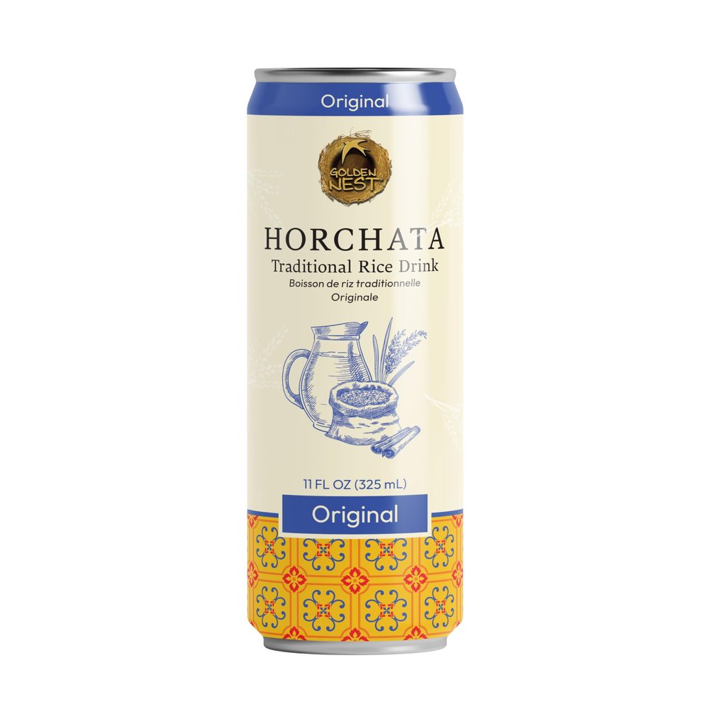 Golden Nest Horchata Traditional Mexican Style Rice Drink | Ready to Drink On-the-go Creamy Beverage | All Natural No Preservatives | 11 Fl Oz Can (Pack of 12, Original)