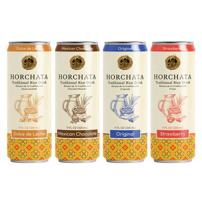 Golden Nest Horchata Traditional Mexican Style Rice Drink | Ready to Drink On-the-go Creamy Beverage | All Natural No Preservatives | 11 Fl Oz Can (Pack of 12, Variety)