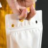 50PCS Stand Up Liquid Drinking Pouches with Straws Double Hole Design, Portable Transparent Packaging Bags for Hot and Cold Drinks, Large Capacity for Household, Beverage Stores, view 3
