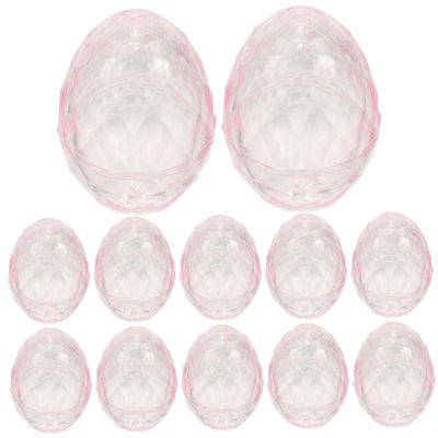 OHPHCALL 12Pcs Fillable Easter Egg Candy Boxes Clear Plastic Ornaments Egg Shaped Box for Party Favors Crafting and Storage 3.15X2.17 Inches