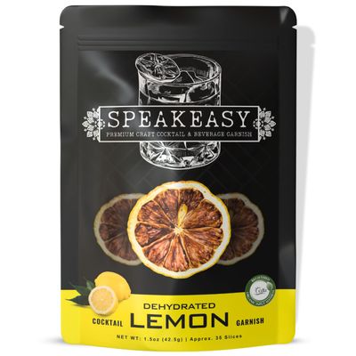 COCKTAIL GARNISHES Speakeasy Premium Dried Lemon Slices  1.5oz All-Natural Dehydrated Citrus Garnish for Cocktails, Mocktails, Bartenders, Mixologists, and Drink Presentation