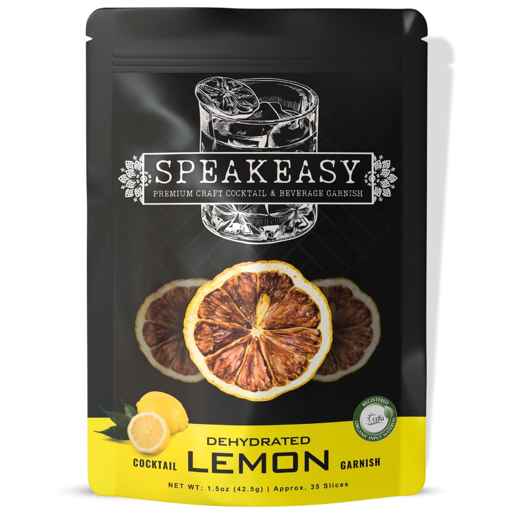 COCKTAIL GARNISHES Speakeasy Premium Dried Lemon Slices  1.5oz All-Natural Dehydrated Citrus Garnish for Cocktails, Mocktails, Bartenders, Mixologists, and Drink Presentation