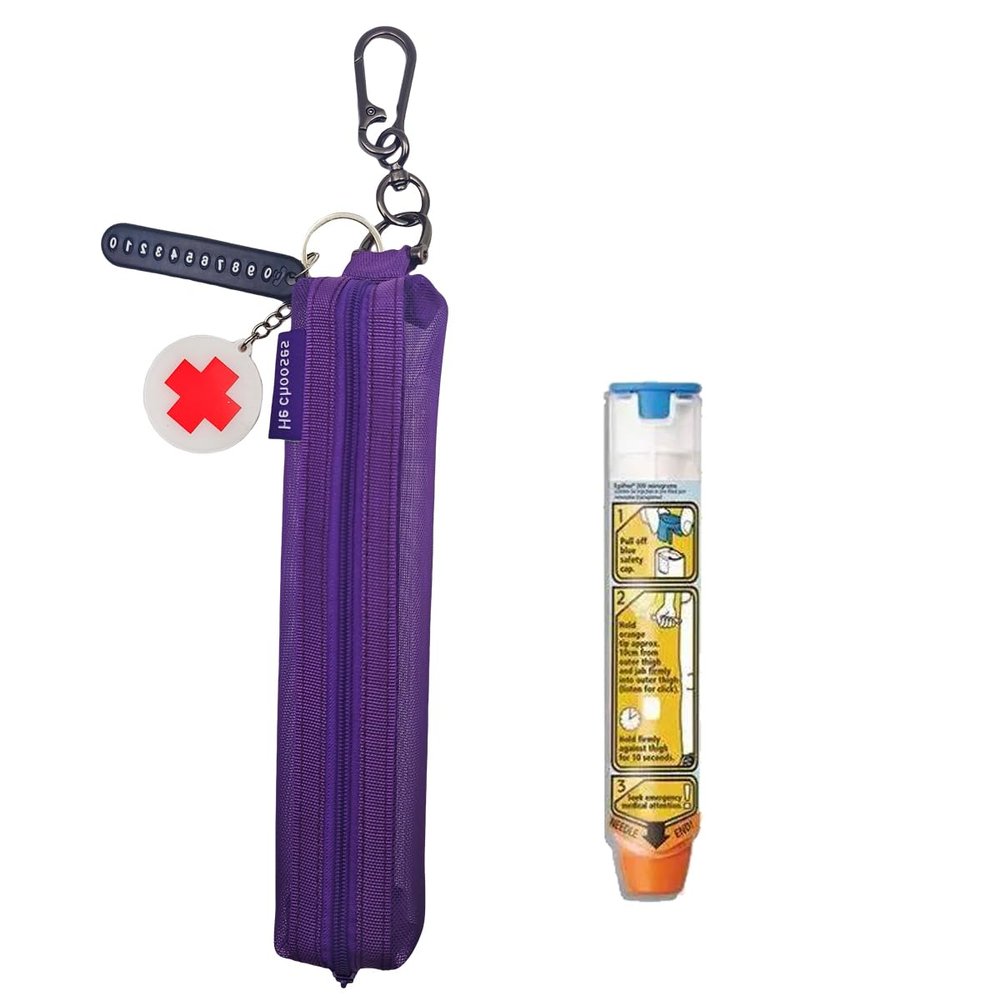 1 Pack Mesh Epi Pens Carrying Case EpiPen Carrier - Convenient Travel Case for Allergy and Diabetes - Fits Put in 1 Epi Pens (Purple)