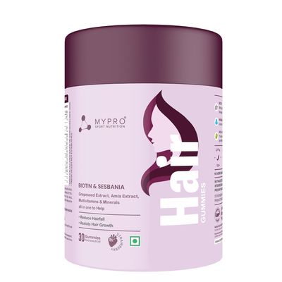Biotin Hair Gummies | for Stronger & Healthy Hair & Assists Hair Growth | with Sesbania,Amla Grapeseed Extract | Hair Supplements for Men&Women Strawberry Flavour-30 Gummies