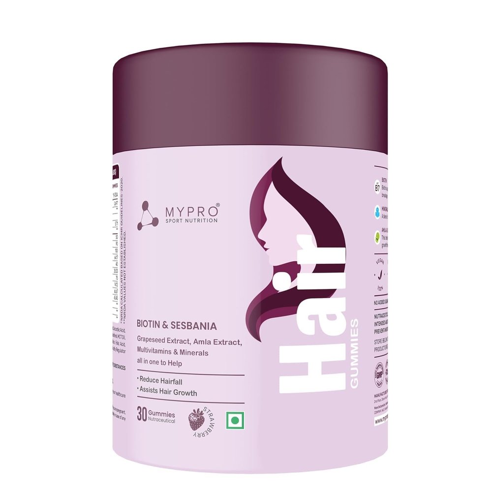 Biotin Hair Gummies | for Stronger & Healthy Hair & Assists Hair Growth | with Sesbania,Amla Grapeseed Extract | Hair Supplements for Men&Women Strawberry Flavour-30 Gummies